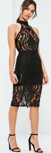 NWT Missguided High Neck Lace Midi Dress